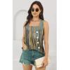 imageDisamer Womens Tank Tops 2025 Pleated Spring Outfis Crochet Square Collar Floral Button Down Summer Top Sleeveless ShirtsDewdrop Yellow