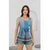 imageDisamer Womens Tank Tops 2025 Pleated Spring Outfis Crochet Square Collar Floral Button Down Summer Top Sleeveless ShirtsFloral Blue