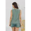 imageDisamer Womens Tank Tops 2025 Pleated Spring Outfis Crochet Square Collar Floral Button Down Summer Top Sleeveless ShirtsLace Green