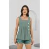 imageDisamer Womens Tank Tops 2025 Pleated Spring Outfis Crochet Square Collar Floral Button Down Summer Top Sleeveless ShirtsLace Green