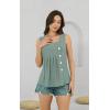 imageDisamer Womens Tank Tops 2025 Pleated Spring Outfis Crochet Square Collar Floral Button Down Summer Top Sleeveless ShirtsLace Green
