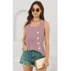 imageDisamer Womens Tank Tops 2025 Pleated Spring Outfis Crochet Square Collar Floral Button Down Summer Top Sleeveless ShirtsLace Pink