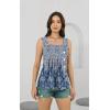 imageDisamer Womens Tank Tops 2025 Pleated Spring Outfis Crochet Square Collar Floral Button Down Summer Top Sleeveless ShirtsStriped Blue