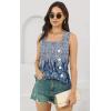 imageDisamer Womens Tank Tops 2025 Pleated Spring Outfis Crochet Square Collar Floral Button Down Summer Top Sleeveless ShirtsStriped Blue