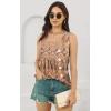 imageDisamer Womens Tank Tops 2025 Pleated Spring Outfis Crochet Square Collar Floral Button Down Summer Top Sleeveless ShirtsStriped Orange
