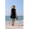 imageSummer Beach Dresses for Women 2025 Casual Sleeveless Floral Print Pleated Sundress Cover Ups Fashion Maxi DressPure Black