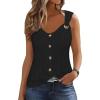imageDisamer Tank Tops for Women 2025 Vacation Summer Spring Outfits Lace V Neck Button Down Loose Fit Sleeveless T ShirtsLiu Black