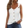imageDisamer Tank Tops for Women 2025 Vacation Summer Spring Outfits Lace V Neck Button Down Loose Fit Sleeveless T ShirtsLiu White
