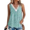 imageDisamer Womens Summer Tops 2025 Trendy Sleeveless TShirt Dressy Casual Cute Loose Fit Tank Lace V Neck Tunic BlouseFlower Light Green