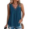 imageDisamer Womens Summer Tops 2025 Trendy Sleeveless TShirt Dressy Casual Cute Loose Fit Tank Lace V Neck Tunic BlouseLace Navy