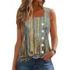 imageDisamer Womens Tank Tops 2025 Pleated Spring Outfis Crochet Square Collar Floral Button Down Summer Top Sleeveless ShirtsDewdrop Yellow
