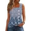 imageDisamer Womens Tank Tops 2025 Pleated Spring Outfis Crochet Square Collar Floral Button Down Summer Top Sleeveless ShirtsStriped Blue