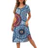imageDisamer Womens House Dress with Pockets Nightgown Short Sleeve Mumus Summer Floral Print Beach SundressesFlower Datura