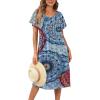 imageDisamer Womens House Dress with Pockets Nightgown Short Sleeve Mumus Summer Floral Print Beach SundressesFlower Datura