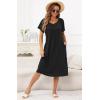 imageDisamer Womens House Dress with Pockets Nightgown Short Sleeve Mumus Summer Floral Print Beach SundressesPure Black