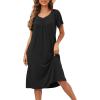 imageDisamer Womens House Dress with Pockets Nightgown Short Sleeve Mumus Summer Floral Print Beach SundressesPure Black