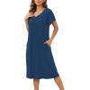 imageDisamer Womens House Dress with Pockets Nightgown Short Sleeve Mumus Summer Floral Print Beach SundressesPure Blue