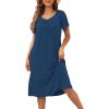 imageDisamer Womens House Dress with Pockets Nightgown Short Sleeve Mumus Summer Floral Print Beach SundressesPure Blue