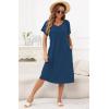 imageDisamer Womens House Dress with Pockets Nightgown Short Sleeve Mumus Summer Floral Print Beach SundressesPure Blue