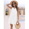 imageDisamer Womens Summer Dresses 2025 Sundresses Vacation Spring Outfits Floral Pleated Beach Swimsuit Coverups Sun DressPure White