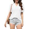 imageDisamer Womens Summer Tops Casual V Neck Pleated Puff Sleeve T Shirts Fashion Loose Tunic BlouseLace White
