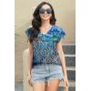 imageDisamer Womens Summer Tops Ruffle Short Sleeve T Shirts Spring 2025 V Neck Pleated Dressy Casual Floral Blouses TunicDye Blue