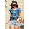 imageDisamer Womens Summer Tops Ruffle Short Sleeve T Shirts Spring 2025 V Neck Pleated Dressy Casual Floral Blouses TunicDye Blue