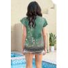 imageDisamer Womens Summer Tops Ruffle Short Sleeve T Shirts Spring 2025 V Neck Pleated Dressy Casual Floral Blouses TunicFloral Green