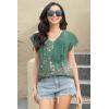 imageDisamer Womens Summer Tops Ruffle Short Sleeve T Shirts Spring 2025 V Neck Pleated Dressy Casual Floral Blouses TunicFloral Green