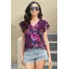 imageDisamer Womens Summer Tops Ruffle Short Sleeve T Shirts Spring 2025 V Neck Pleated Dressy Casual Floral Blouses TunicFloral Purple