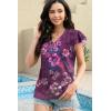imageDisamer Womens Summer Tops Ruffle Short Sleeve T Shirts Spring 2025 V Neck Pleated Dressy Casual Floral Blouses TunicFloral Purple