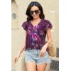 imageDisamer Womens Summer Tops Ruffle Short Sleeve T Shirts Spring 2025 V Neck Pleated Dressy Casual Floral Blouses TunicFloral Purple