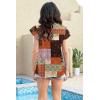 imageDisamer Womens Summer Tops Ruffle Short Sleeve T Shirts Spring 2025 V Neck Pleated Dressy Casual Floral Blouses TunicPlaid Orange