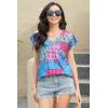 imageDisamer Womens Summer Tops Ruffle Short Sleeve T Shirts Spring 2025 V Neck Pleated Dressy Casual Floral Blouses TunicPlaid Purple
