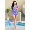imageDisamer Womens Summer Tops Ruffle Short Sleeve T Shirts Spring 2025 V Neck Pleated Dressy Casual Floral Blouses TunicPlaid Purple