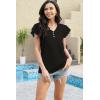 imageDisamer Womens Summer Tops Ruffle Short Sleeve T Shirts Spring 2025 V Neck Pleated Dressy Casual Floral Blouses TunicPure Black