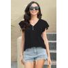 imageDisamer Womens Summer Tops Ruffle Short Sleeve T Shirts Spring 2025 V Neck Pleated Dressy Casual Floral Blouses TunicPure Black