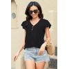 imageDisamer Womens Summer Tops Ruffle Short Sleeve T Shirts Spring 2025 V Neck Pleated Dressy Casual Floral Blouses TunicPure Black