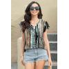 imageDisamer Womens Summer Tops Ruffle Short Sleeve T Shirts Spring 2025 V Neck Pleated Dressy Casual Floral Blouses TunicStriped Blue