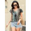 imageDisamer Womens Summer Tops Ruffle Short Sleeve T Shirts Spring 2025 V Neck Pleated Dressy Casual Floral Blouses TunicStriped Blue