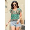 imageDisamer Womens Summer Tops Ruffle Short Sleeve T Shirts Spring 2025 V Neck Pleated Dressy Casual Floral Blouses TunicStriped Green