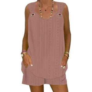 imageDisamer Two Piece Sets for Women Summer Outfits Lounge Sets Shorts Pants Sleeveless Matching Sets Vacation Travel OutfitsLace Pink