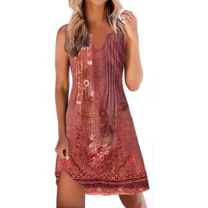 imageDisamer Womens Summer Dresses 2025 Sundresses Vacation Spring Outfits Floral Pleated Beach Swimsuit Coverups Sun DressFlower Red