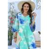 imageDisamer Summer Dresses for Women Casual 2025 Spring V Neck Ruffle Short Sleeve Button Down TShirt DressDye Blue