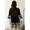 imageDisamer Summer Dresses for Women Casual 2025 Spring V Neck Ruffle Short Sleeve Button Down TShirt DressFloral Black