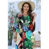 imageDisamer Summer Dresses for Women Casual 2025 Spring V Neck Ruffle Short Sleeve Button Down TShirt DressFlower Leaf