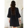 imageDisamer Summer Dresses for Women Casual 2025 Spring V Neck Ruffle Short Sleeve Button Down TShirt DressPure Black