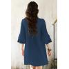 imageDisamer Summer Dresses for Women Casual 2025 Spring V Neck Ruffle Short Sleeve Button Down TShirt DressPure Navy