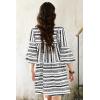 imageDisamer Summer Dresses for Women Casual 2025 Spring V Neck Ruffle Short Sleeve Button Down TShirt DressStriped White