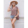 imageDisamer Womens Summer Tank Tops 2025 Trendy Cap Sleeve Shirts Fashion Cute Loose Fit V Neck Dressy Casual BlousesA Pure Brown